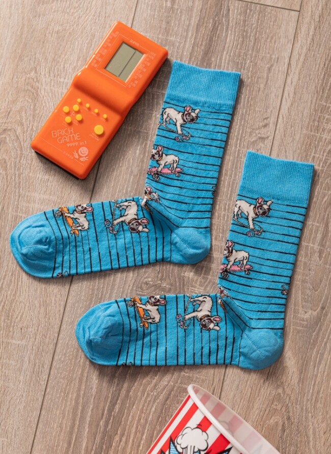 Κάλτσες ανδρικές με σκυλιά και skate - Comfort