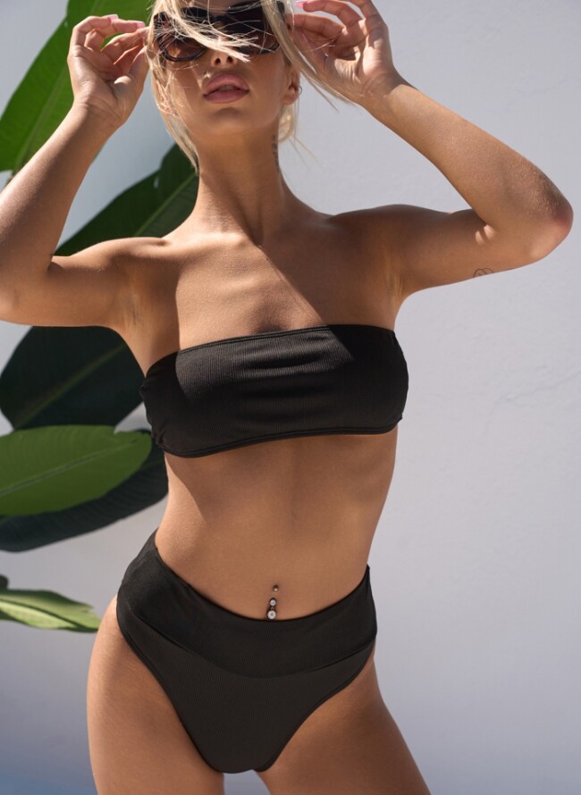 Rip bikini swimsuit with strapless top and high-waisted panties - Comfort