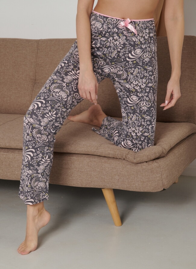 Παντελόνι πιτζάμας με λουλούδια και φύλλα - Comfort πιτζάμες εσώρουχα και  μαγιό
