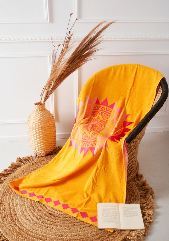 Πετσέτα θαλάσσης με σχέδιο ήλιο (84x158cm) - Comfort πιτζάμες εσώρουχα και  μαγιό