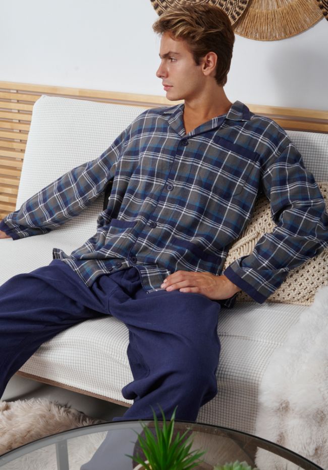 Πιτζάμα ανδρική κουμπωτή καρώ - Comfort πιτζάμες εσώρουχα και μαγιό