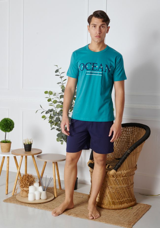 Πιτζάμα ανδρική με σορτς και logo OCEAN - Comfort πιτζάμες εσώρουχα και  μαγιό
