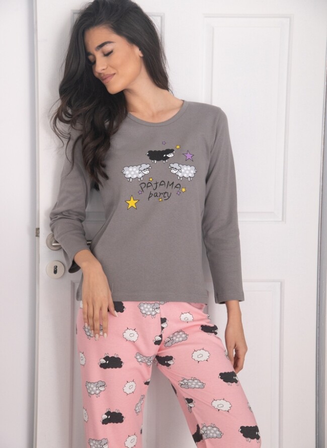 Дамска пижама с овце и лого - Comfort