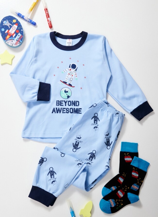 Πιτζάμα παιδική με αστροναύτη και logo - Comfort πιτζάμες εσώρουχα και μαγιό