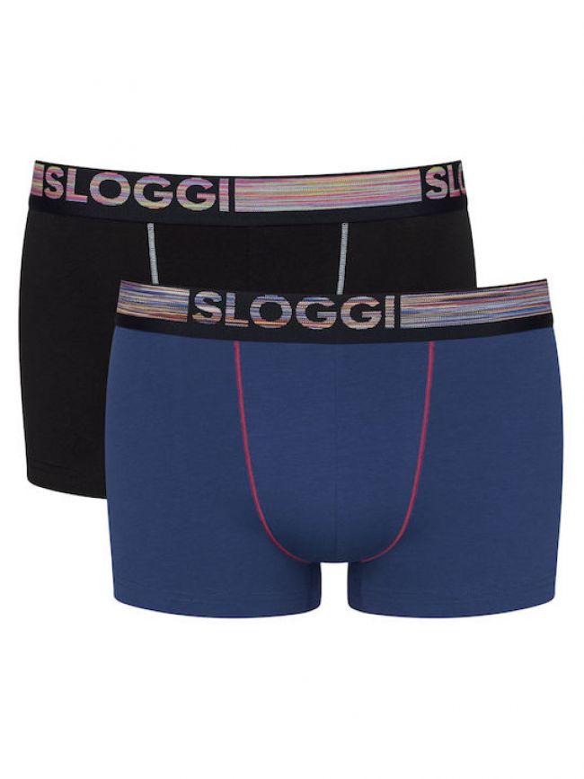 Sloggi Men GO ABC Natural H Hipster 2Pack Ανδρικά Μποξεράκια Μαύρο / Μπλε -  Comfort πιτζάμες εσώρουχα και μαγιό
